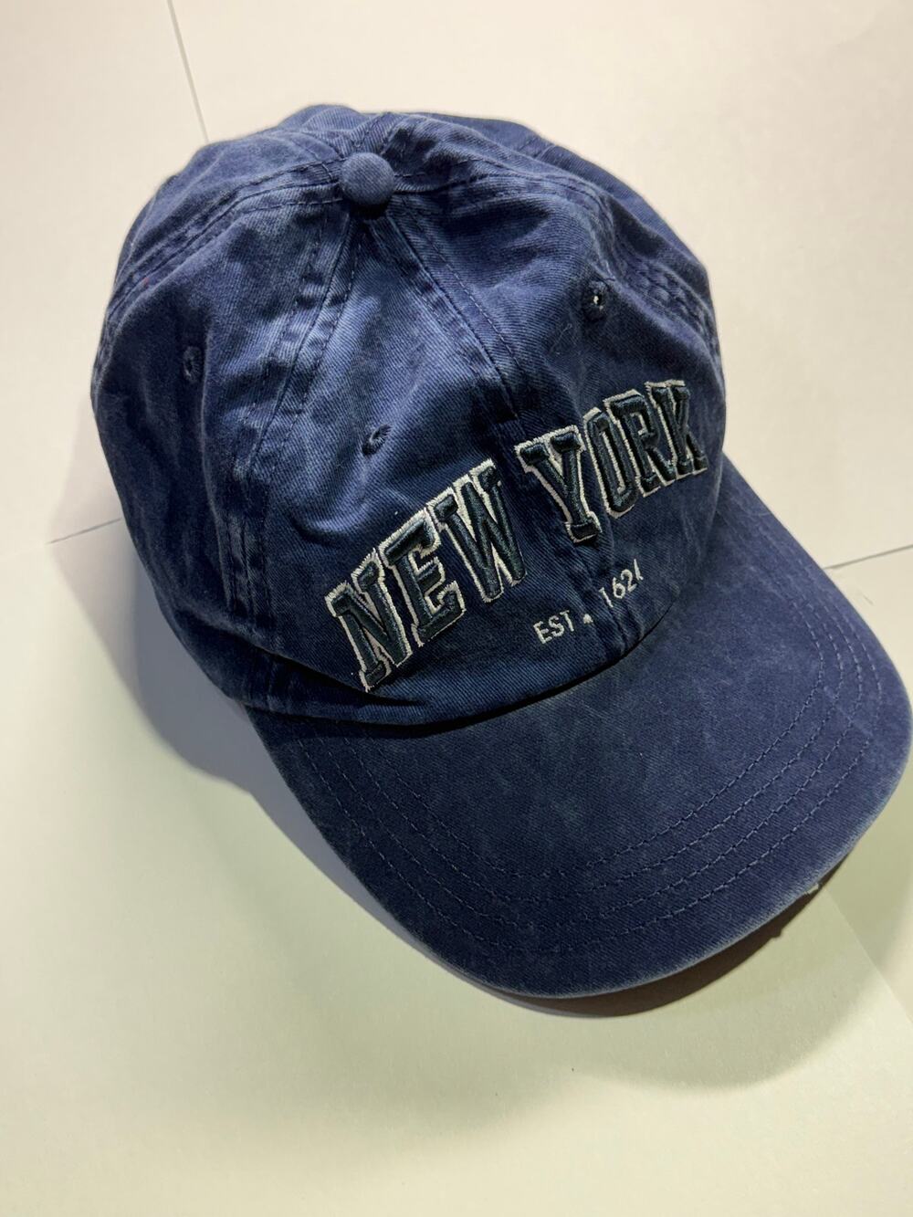 Vintage Style Washed Navy Blue New York Est. 1624 Baseball Hat (OSFM)